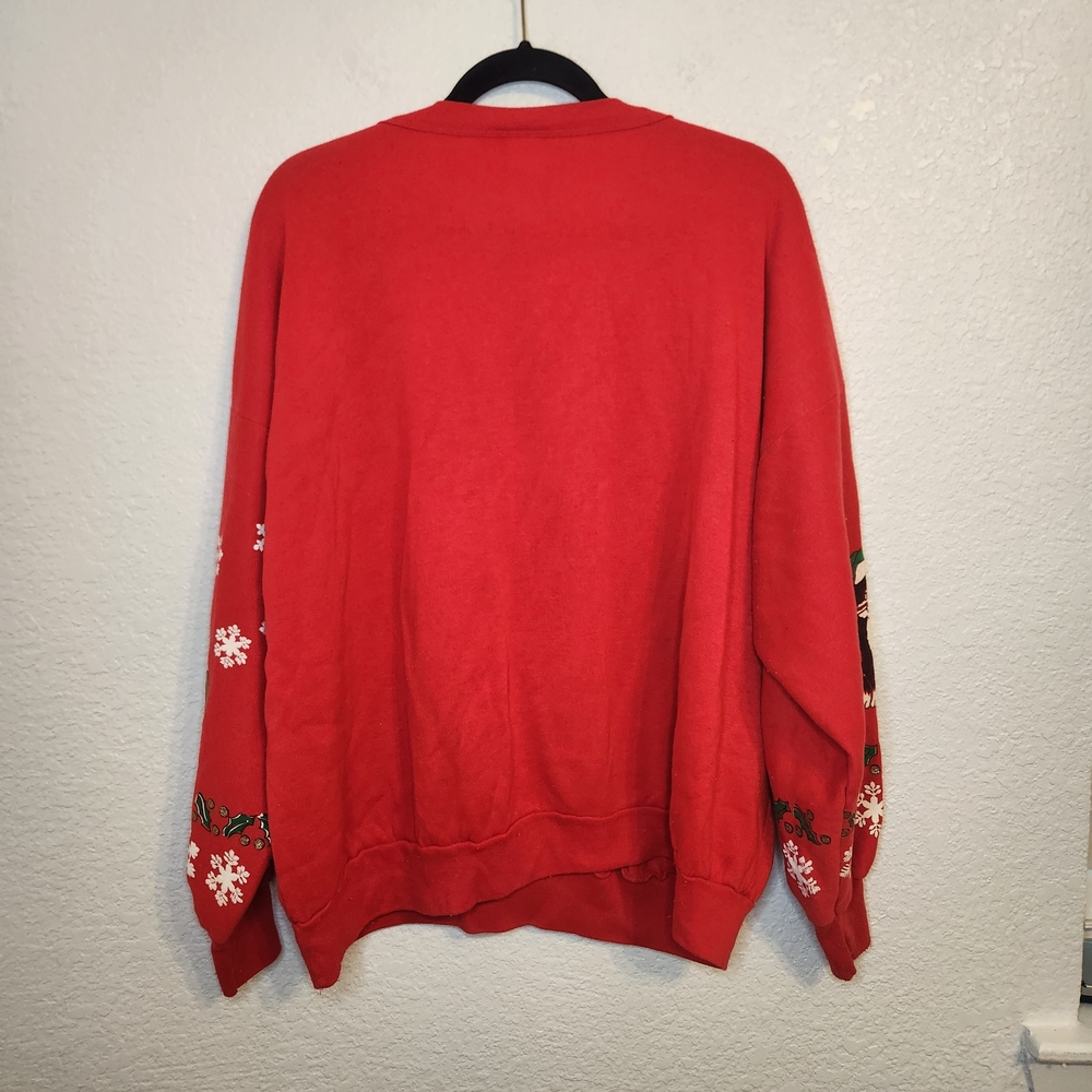 Vintage 1990 Nut Cracker Kitten Sweater Christmas Red Holiday Sweatshirts 42 - Picture 8 of 15